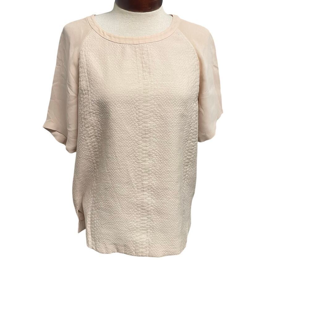 Vince Cream Textured Blouse Womens Small Lagenlook Neutral Minimalist